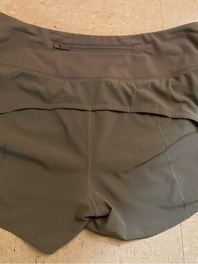 lululemon athletica Olive Green Running Shorts with Back Zip Pocket